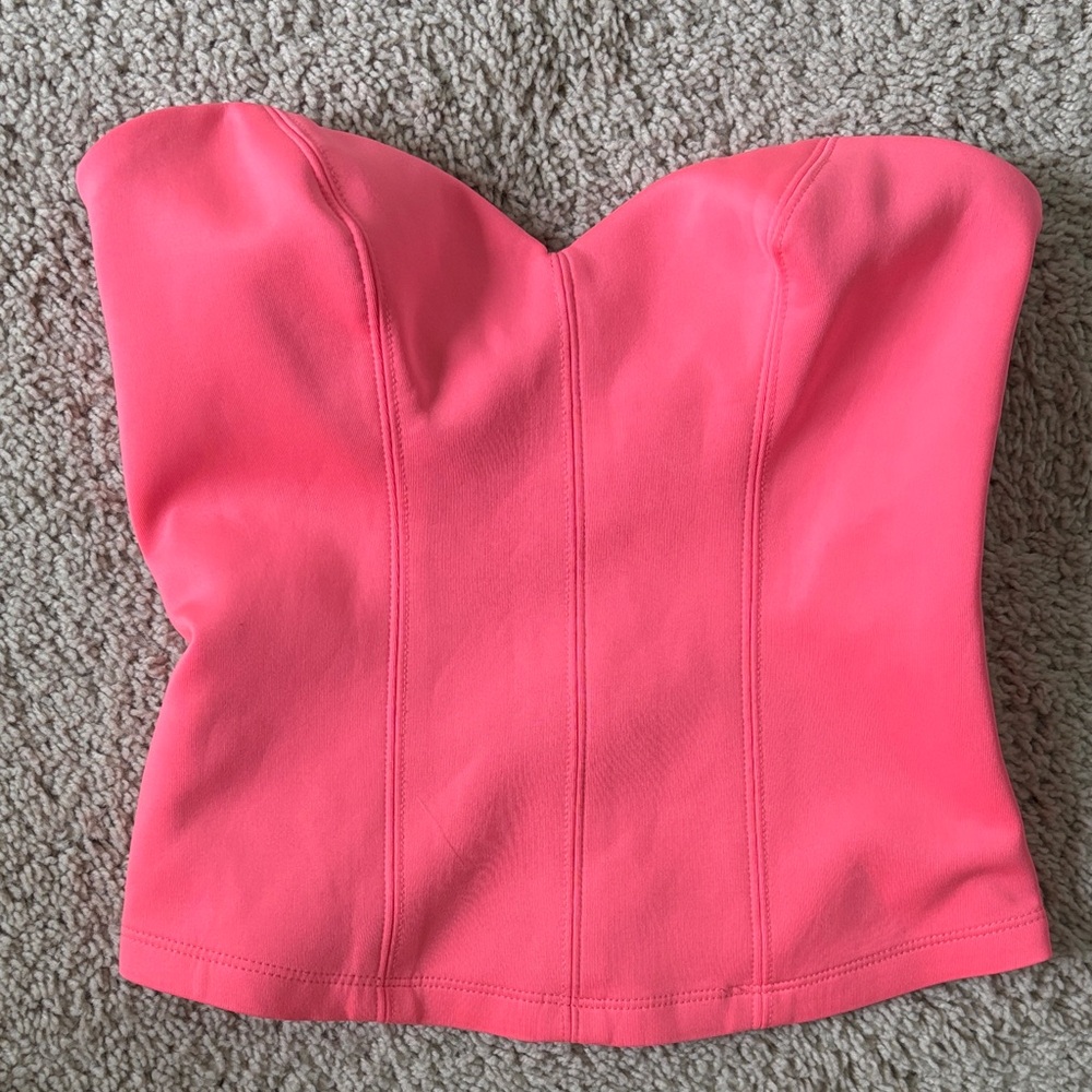Guess Bright Pink Strapless Crop Top